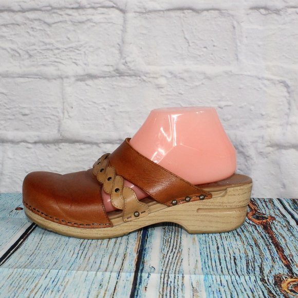 Dansko Shoes - DANSKO Sherise Brown Leather Braided Strap Clogs Slip On Shoes 40 / 10